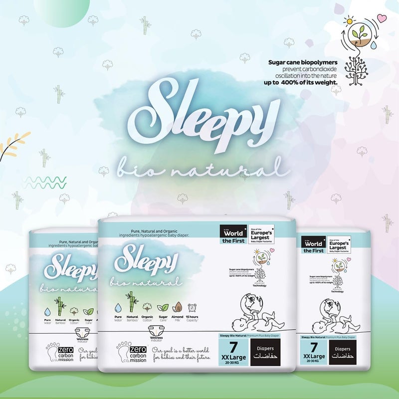 Sleepy Bio Natural Premium Size 7 Diapers | 200 Count | Hypoallergenic Baby Diapers for 20-30Kg - Image 5